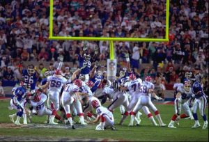 In the 1991 Superbowl, the NY Giants beat the Buffalo Bills when Scott Norwood sent 47-yard field goal wide right. The final score: 20/19