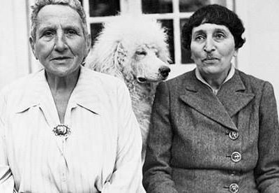 Gertrude Stein,Alice B Toklas,basket,chihuahua,poodle,