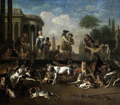 art,"The Amsterdam Dog Market"Abraham Hondius