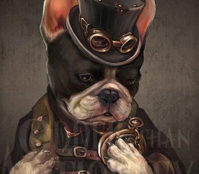 Steampunk,art,sculpture,French Bulldog,