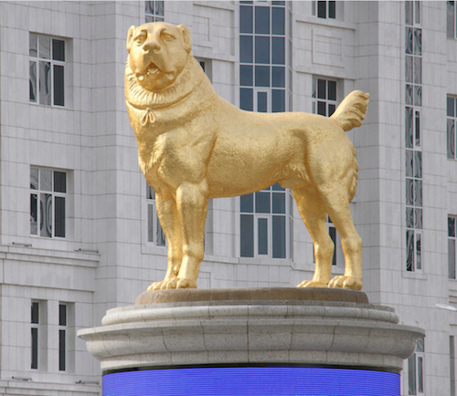 Central Asian Shepherd,Turkmenistan, Gurbanguly Berdymukhamedov’, wolf crusher,Arkadag, statue,monument