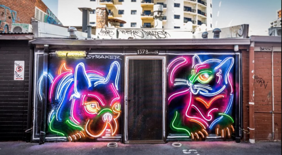 Straker, neon graffiti, art, Drew Straker