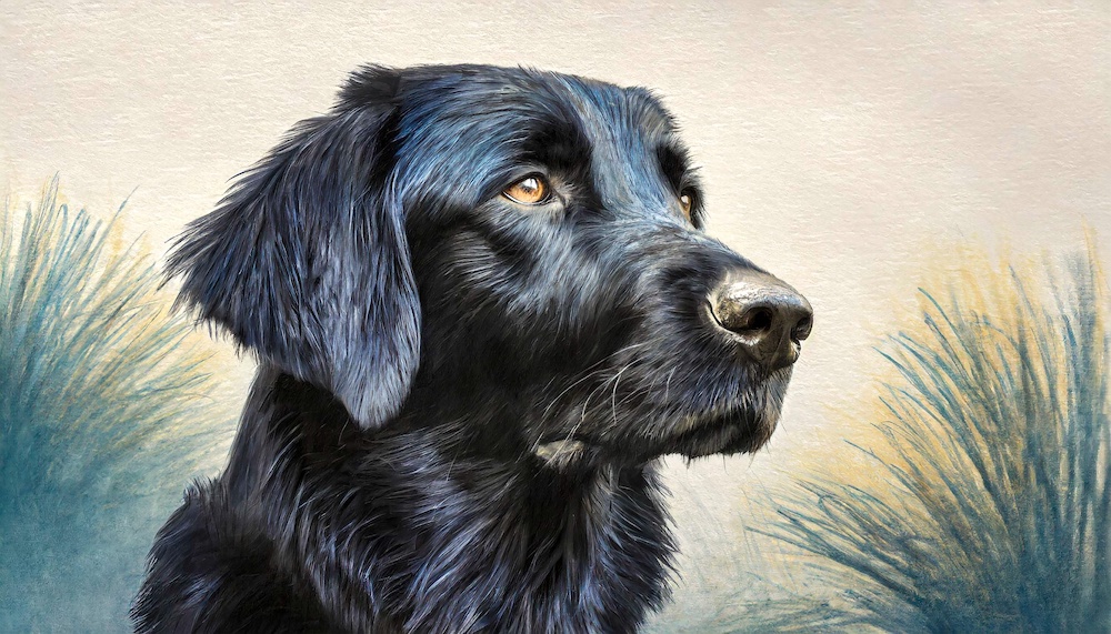 Flat-Coated Retriever, head, Flattie, one-piece head